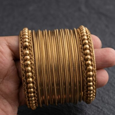 Premium Nukta Kara Metal Bangles Set