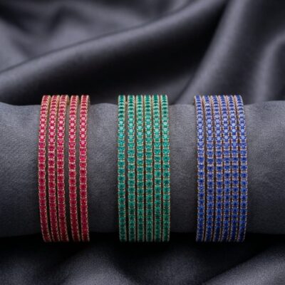 Luxury Zircon Stainless Bangles (Set of 6)