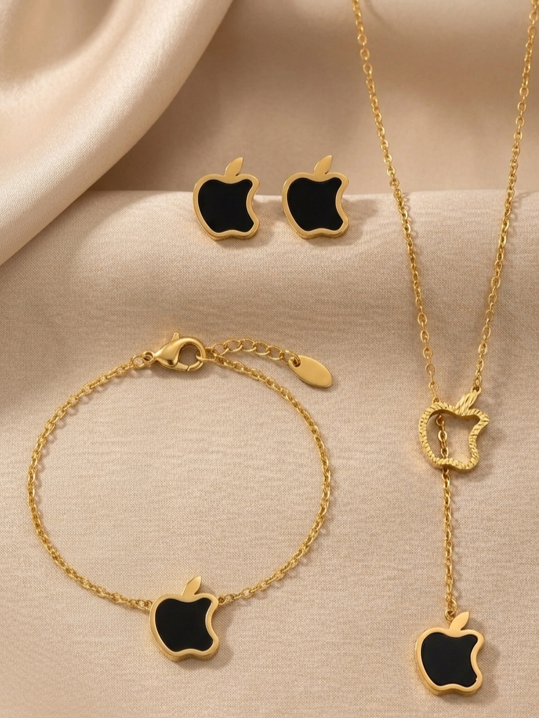 Apple shaped luxury (Studs, Bracelet & Pendent set)