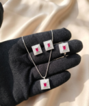 Luxury Zircon square set (Studs, Ring & Pendent set)
