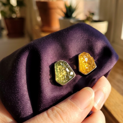 Double Toned Stone Cut Studs